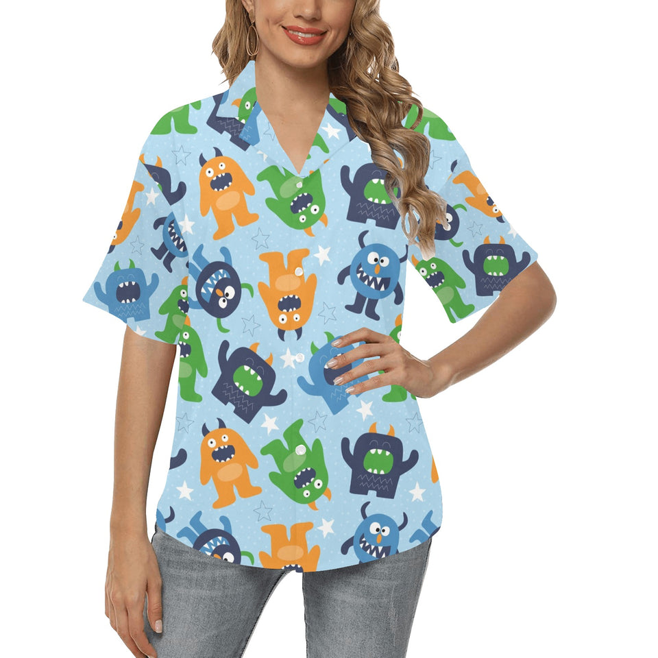 Alien Pattern Print Design 04 Women's All Over Print Hawaiian Shirt