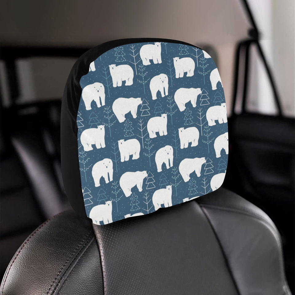 polar bear mother her child pattern Car Headrest Cover