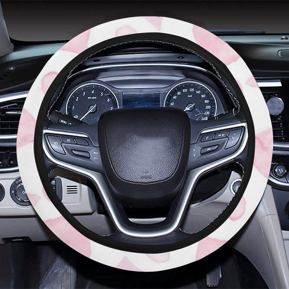 Watercolor pink heart pattern Car Steering Wheel Cover