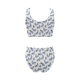 Pigeon Pattern Print Design 03 Chest Bowknot High Waisted Bikini Swimsuit