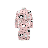 Cows milk product pink background Men's Long Sleeve Belted Night Robe