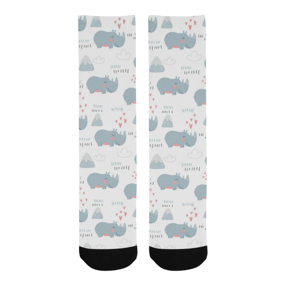 cute rhino heart pattern Crew Socks