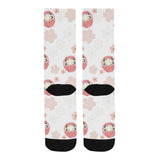Daruma japanese wooden doll cherry blossom flower Crew Socks