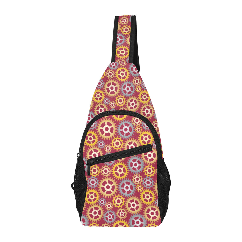 Gear Pattern Print Design 04 All Over Print Chest Bag