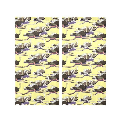 Ostrich Pattern Print Design 04 Gauze Curtain