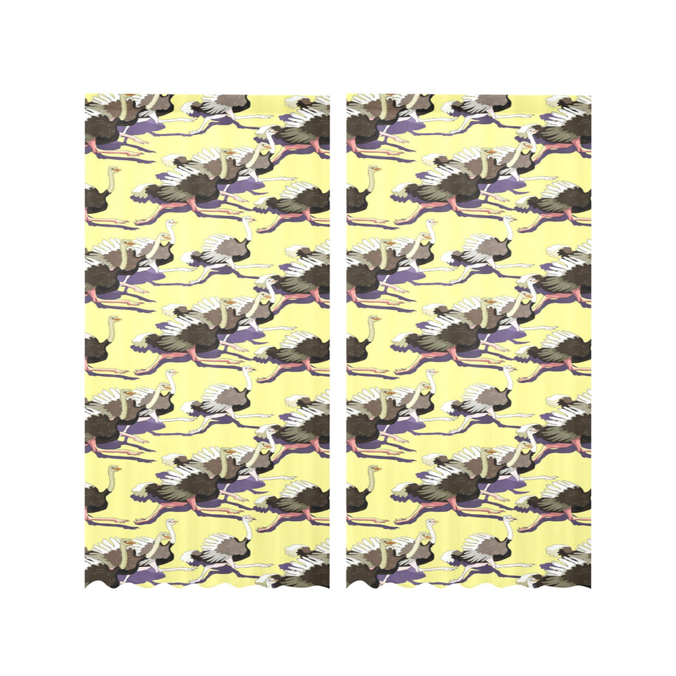 Ostrich Pattern Print Design 04 Gauze Curtain