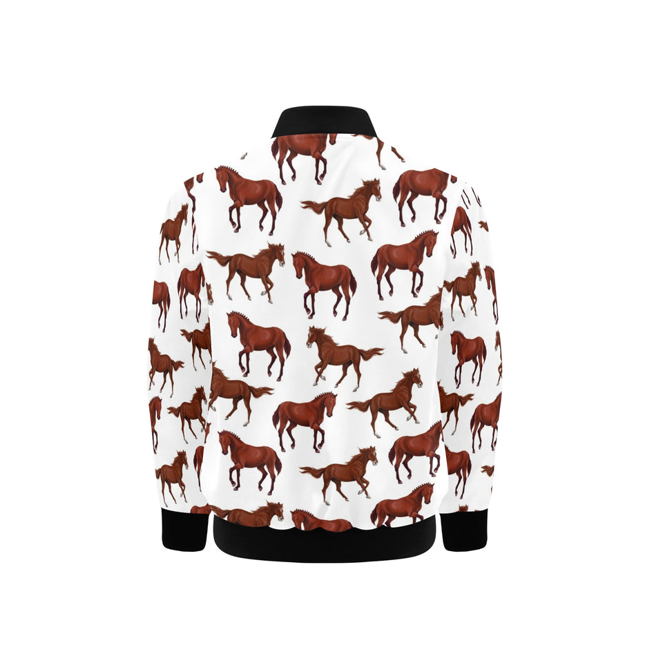 Horses running pattern background Kids' Boys' Girls' Bomber Jacket