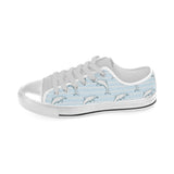 Dolphin blue striped background Men's Low Top Shoes White