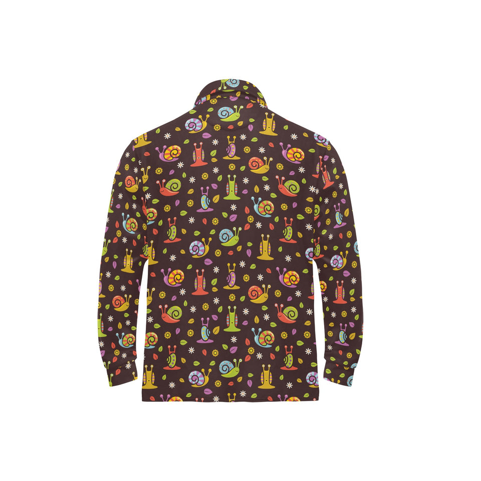 Snail Pattern Print Design 02 Men's Long Sleeve Polo Shirt