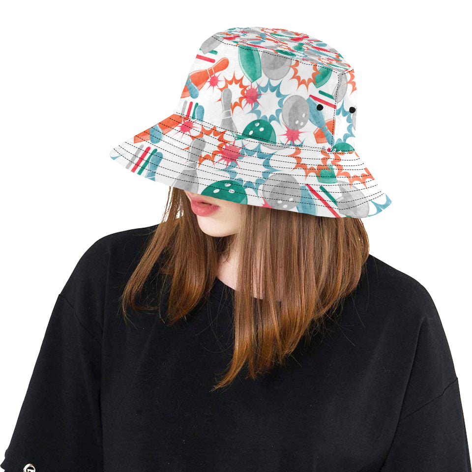 Watercolor bowling pattern Unisex Bucket Hat
