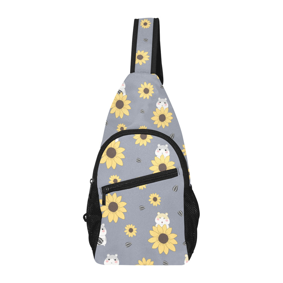 Cute hamster sunflower pattern background All Over Print Chest Bag