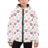 Pretzels Pattern Print Design 04 Kids' Boys' Girls' Padded Hooded Jacket