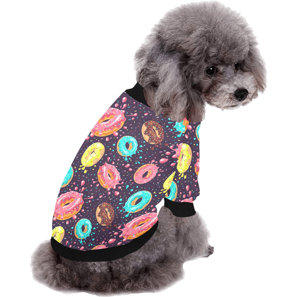 Colorful donut glaze pattern All Over Print Pet Dog Round Neck Fuzzy Shirt