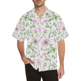 Beautiful pink lotus waterlily leaves pattern Men's All Over Print Hawaiian Shirt