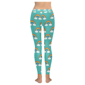 Rainbow pattern green background Women's Legging Fulfilled In US