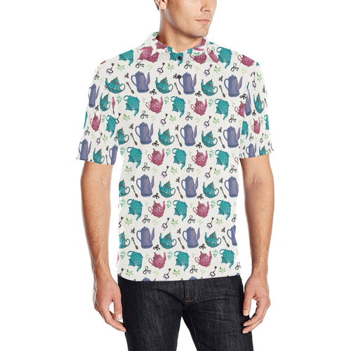Tea pots Pattern Print Design 05 Men's All Over Print Polo Shirt