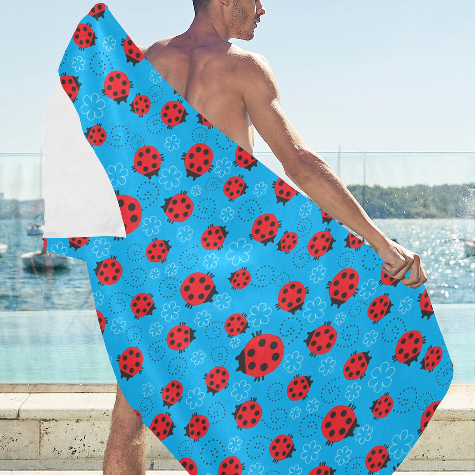 Ladybug Pattern Print Design 02 Beach Towel