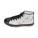 Colorful unicorn pattern Women's High Top Canvas Shoes Black