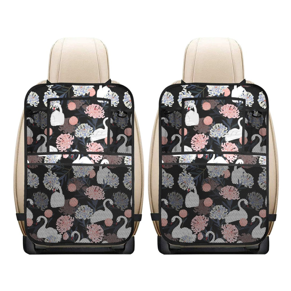 white swan blooming flower pattern Car Seat Back Organizer