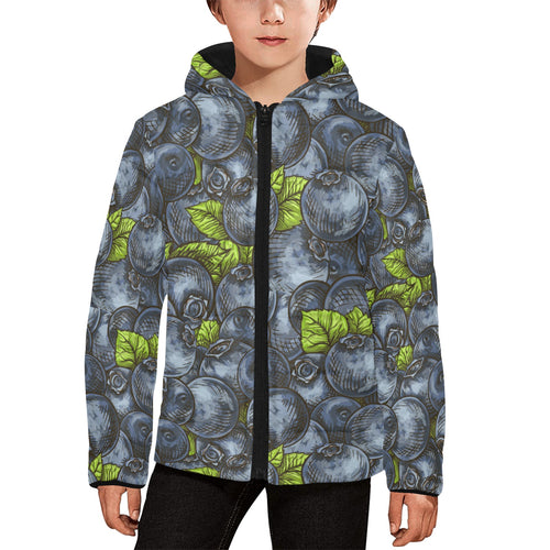 blueberry pattern Kids' Boys' Girls' Padded Hooded Jacket