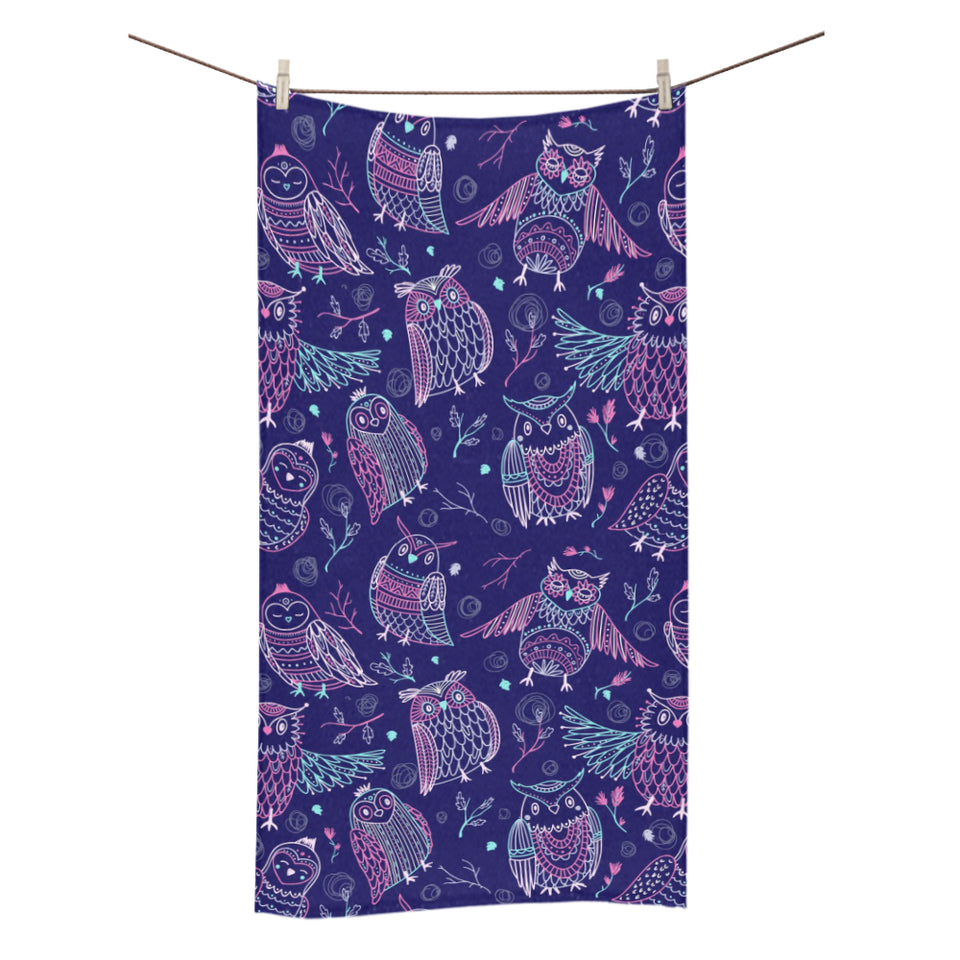 Cute owls pattern boho style ornament Bath Towel