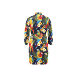 Colorful parrot flower pattern Men's Long Sleeve Belted Night Robe