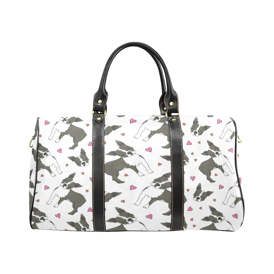 Boston terrier dog hearts vector pattern Travel Bag