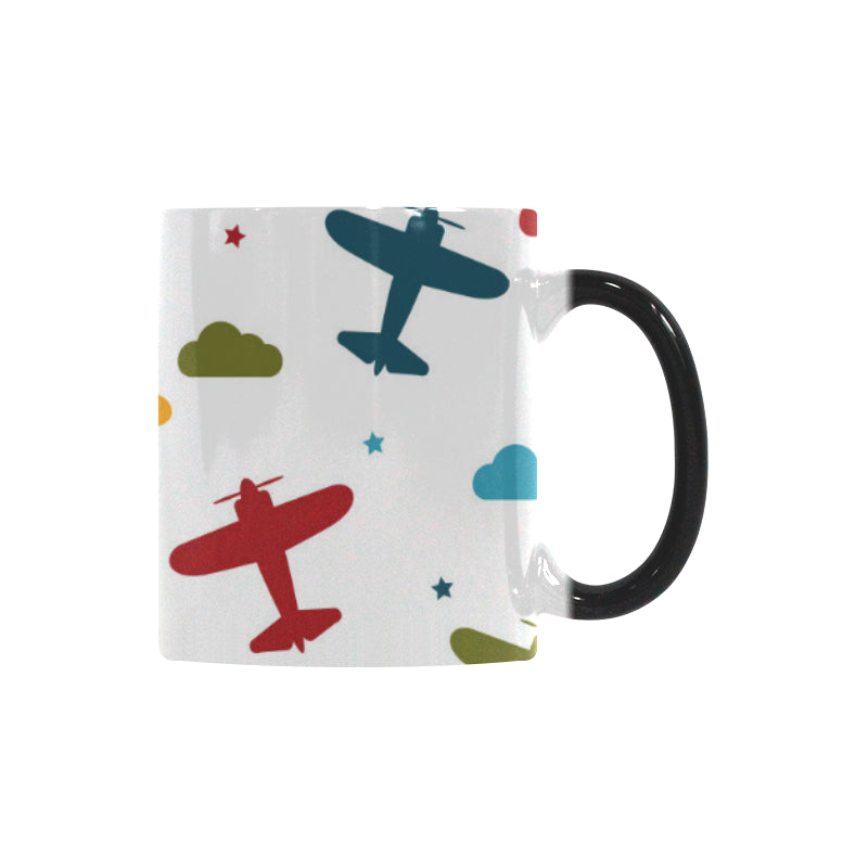 Airplane star cloud colorful Morphing Mug Heat Changing Mug