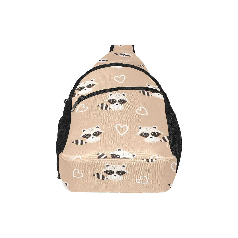 Cute raccoon heart pattern All Over Print Chest Bag
