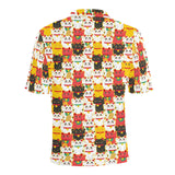 Colorful Maneki neko cat pattern Men's All Over Print Polo Shirt