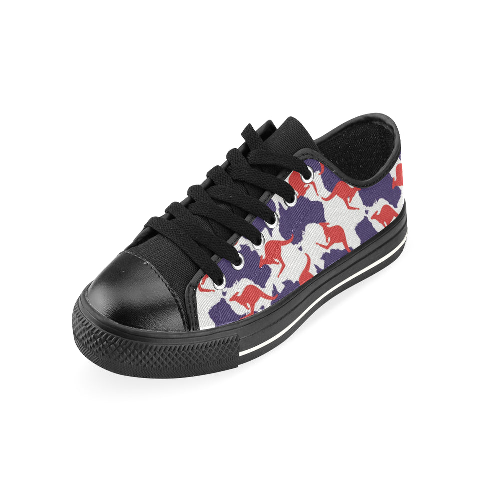 Kangaroo Australian pattern Men's Low Top Canvas Shoes Black
