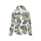 heliconia flowers, palm and monstera leaves Women's Padded Hooded Jacket