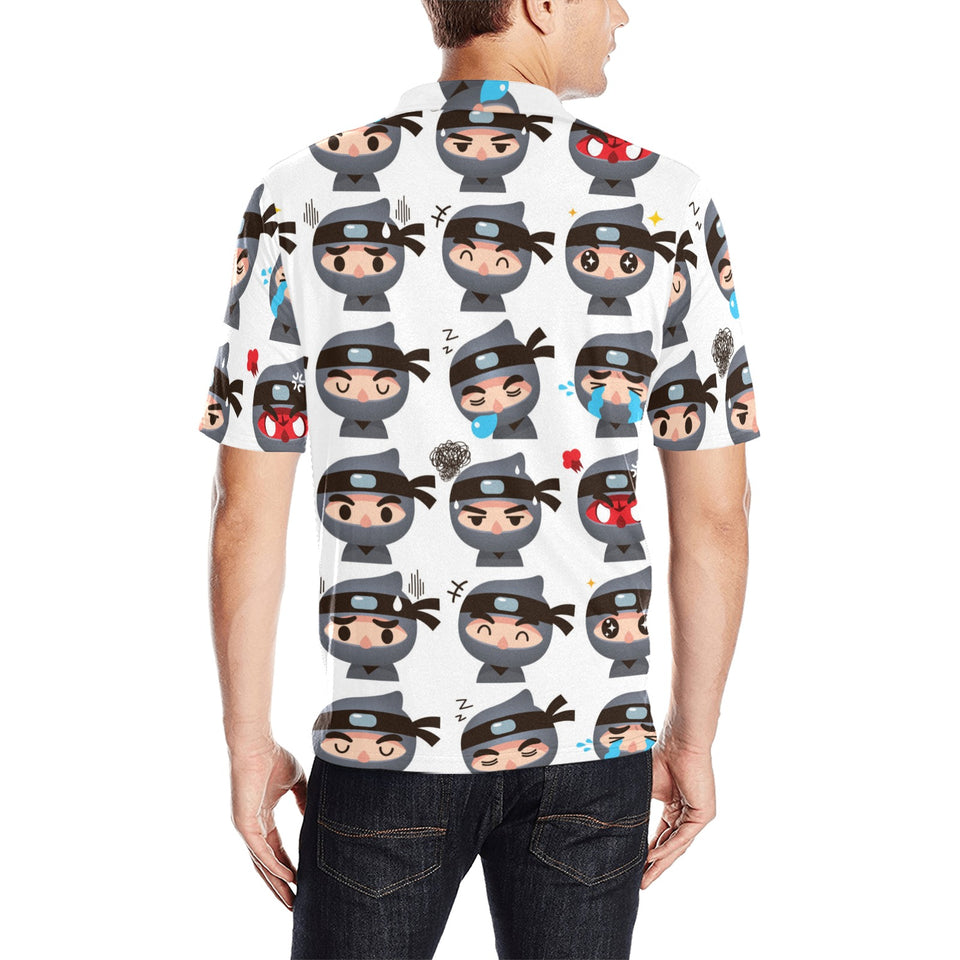 Cute ninja design pattern Men's All Over Print Polo Shirt