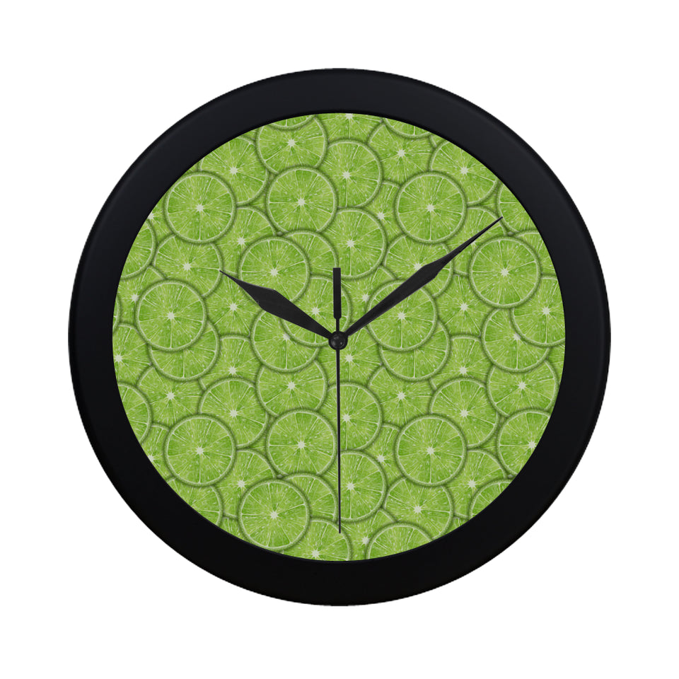 Slices of Lime pattern Elegant Black Wall Clock