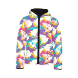 Colorful crow illustration pattern Kids' Boys' Girls' Padded Hooded Jacket