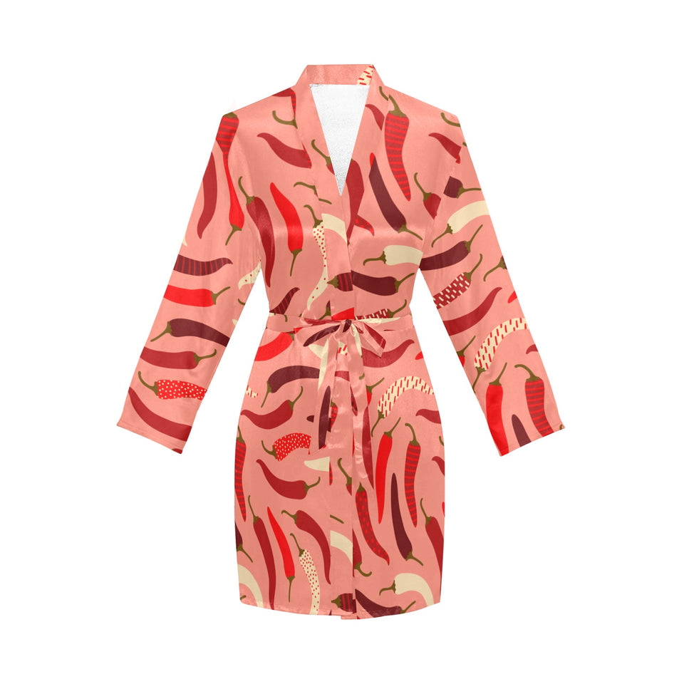 Beautiful Chili peppers pattern Women's Long Sleeve Belted Night Robe