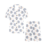 Hedgehog Pattern Print Design 04 Men's V-Neck Short Pajama Set