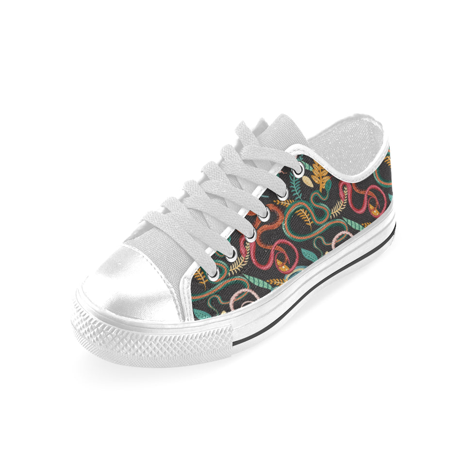 Colorful snake plant pattern Men's Low Top Shoes White