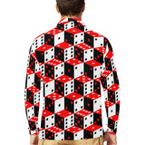 Dice Pattern Print Design 02 Men's Long Sleeve Polo Shirt