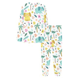 Cute elephants palm tree flower butterfly pattern Women's All Over Print Pajama Set