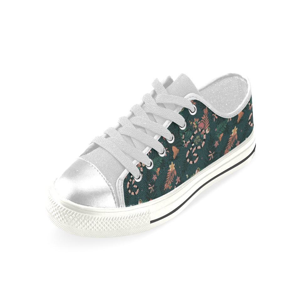 Snake forest pattern Women's Low Top Canvas Shoes White