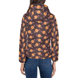 Hamburger Pattern Print Design 05 Women's Padded Hooded Jacket