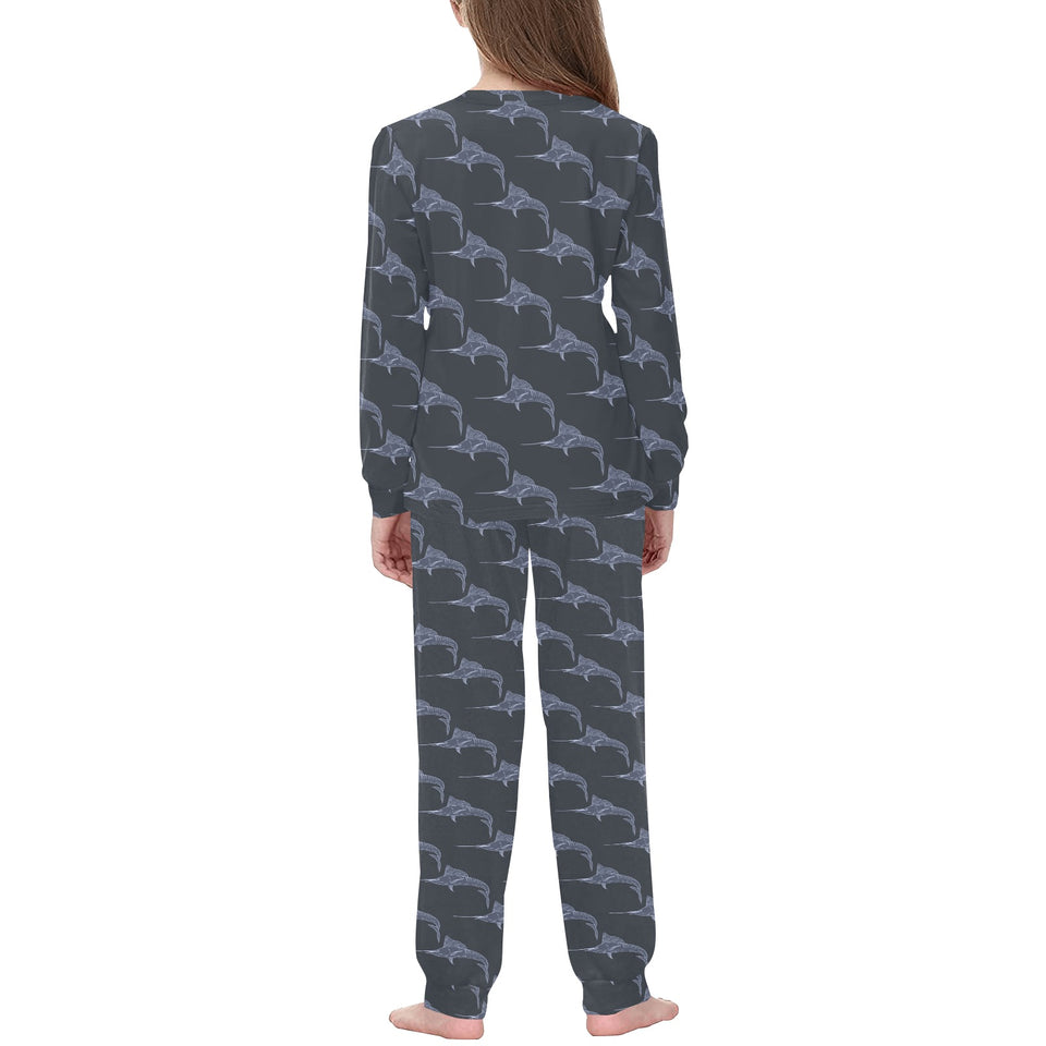 Swordfish Pattern Print Design 03 Kids' Boys' Girls' All Over Print Pajama Set