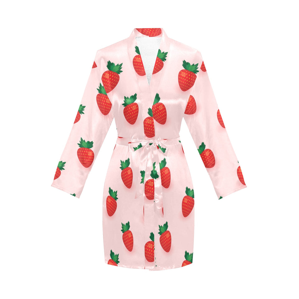 Strawberry beautiful pattern Women's Long Sleeve Belted Night Robe