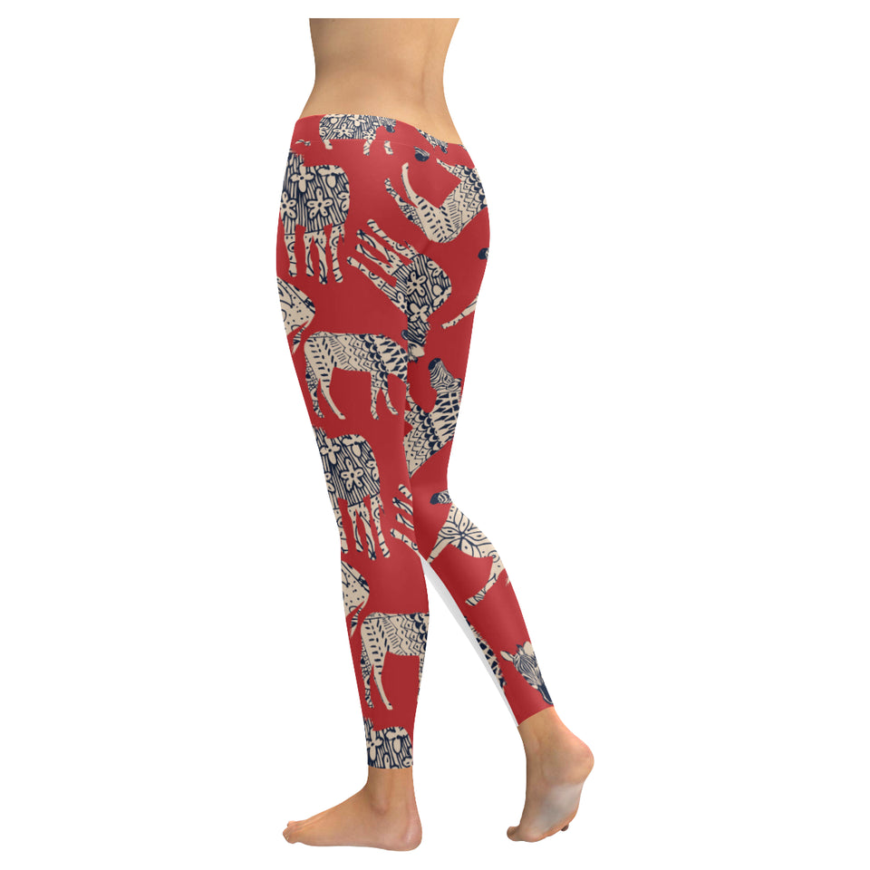 Zebra abstract red background Women's Legging Fulfilled In US