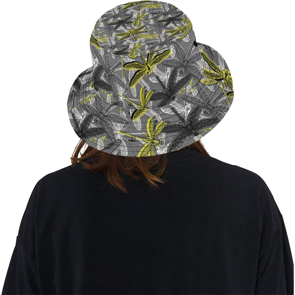 Hand drawn dragonfly pattern Unisex Bucket Hat