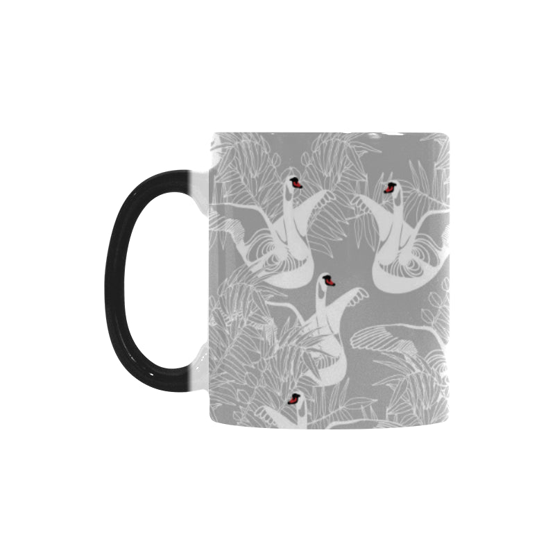 white swan gray background Morphing Mug Heat Changing Mug