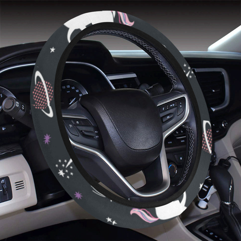 unicorn rainbows moon clound star pattern Car Steering Wheel Cover