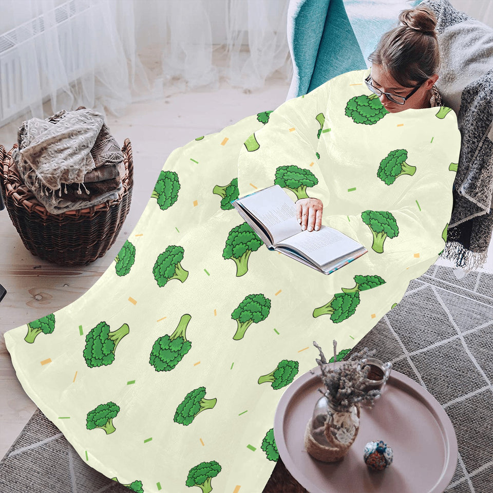 Broccoli pattern Blanket Robe with Sleeves
