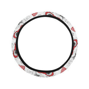 Yorkshire Terrier Pattern Print Design 04 Car Steering Wheel Cover